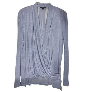 Stella & Dot the Erika Linen Blend Faux Wrap Top Gray Medium